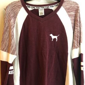Victoria’s Secret PINK Burgundy & white shirt